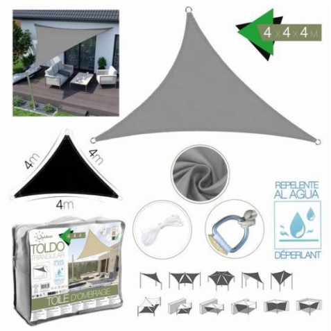 TOLDO TRIANGULAR 4X4X4 METROS GRIS...