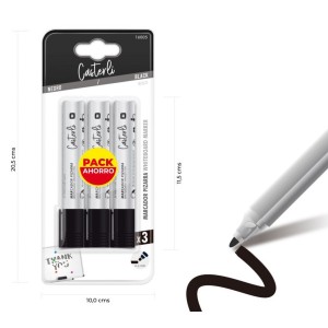 PACK 3 MARCADORES DE PIZARRA NEGROS CASTERLI