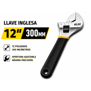 LLAVE INGLESA 12" 300MM CON MANGO RECUBIERTO BLIM