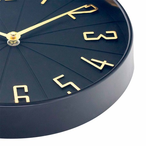 RELOJ DE PARED NEGRO DORADO CON...