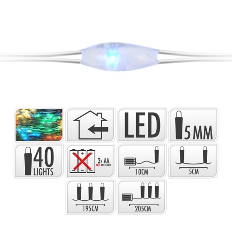 GUIRNALDA A PILAS FIJA 40 LEDS CABLE...