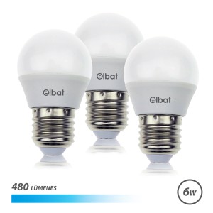 PACK 3 BOMBILLAS LED G45 | 6W | 480LM | E27 | LUZ FRIA | ELBAT