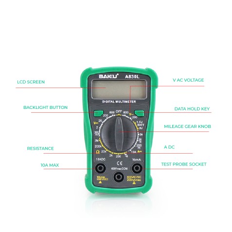 MULTIMETRO DIGITAL BAKU A830L