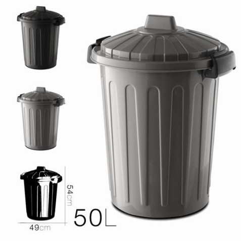 CUBO DE BASURA CON TAPA GRIS 50...