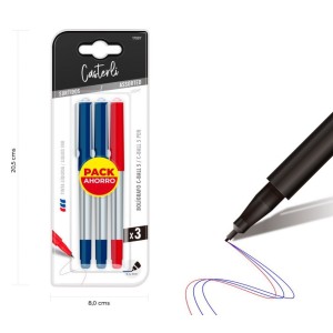 PACK 3 BOLÍGRAFOS C-BALL 5 TINTA LÍQUIDA 0.5MM AZUL,ROJO CASTERLI