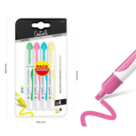 PACK 4 MARCADORES FLUORESCENTE 4MM...