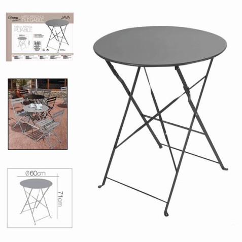 MESA METALICA REDONDA PLEGABLE JAVA