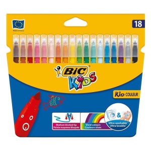ROTULADORES CAJA 18 BIC KID COULEUR | BASE AGUA | ULTRALAVABLE | PUNTO 2.8M