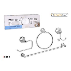 PACK 4 ACCESORIOS DE BAÑO CROMADOS CONFORTIME