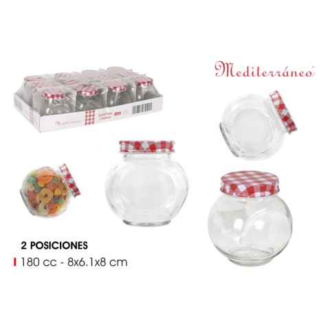 TARRO VIDRIO 2 POSICIONES 180ML TAPA...