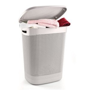 CESTA RESINA RECTANGULAR CON ASAS 52 LITROS BLANCA