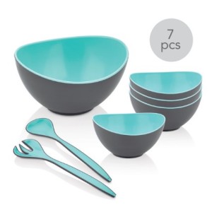 SET ENSALADERA CON CUENCOS Y UTENSILIOS BICOLOR