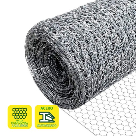 MALLA GALLINERO HEXAGONAL 25X0.8MM...