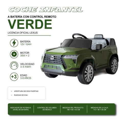 COCHE INFANTIL A BATERIA CON CONTROL...