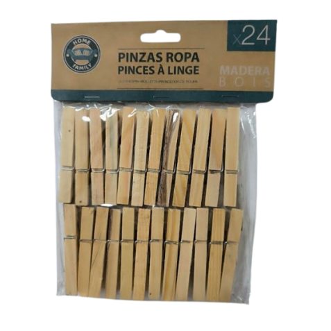 PACK 24 PINZAS DE ROPA MADERA