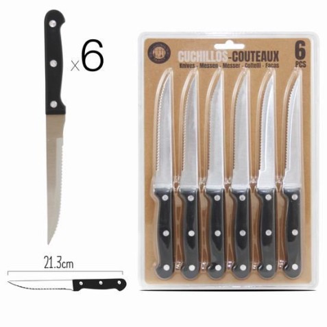 PACK 6 CUCHILLOS 21.3CM MANGO DE MADERA