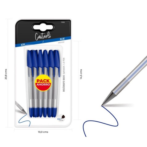 PACK 12 BOLIGRAFOS BASIC 1MM AZUL...