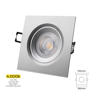 DOWNLIGHT LED EMPOTRABLE 5W 380 LUMEN 4.000K CUADRADO MARCO CROMO EDM
