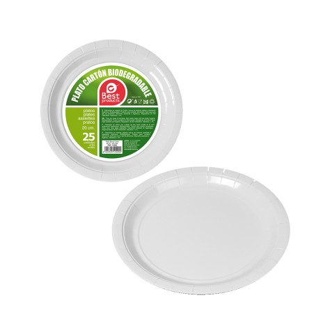 PACK 25 PLATO BLANCO CARTON 20CM