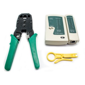 KIT CRIMPADORA+TESTER LAN+PELACABLES+100 BRIDAS BIWOND