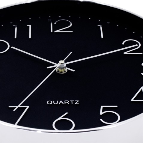 RELOJ DE PARED PLATEADO ESFERA NEGRA...