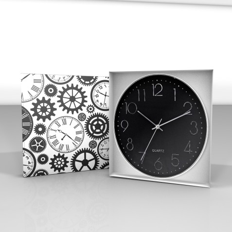 RELOJ DE PARED PLATEADO ESFERA NEGRA...