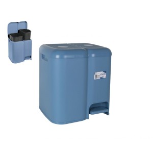 CUBO BASURA DOBLE CUBO AZUL CON PEDAL 25 LITROS