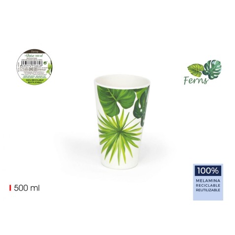 VASO MELAMINA 500ML FERNS QUTTIN