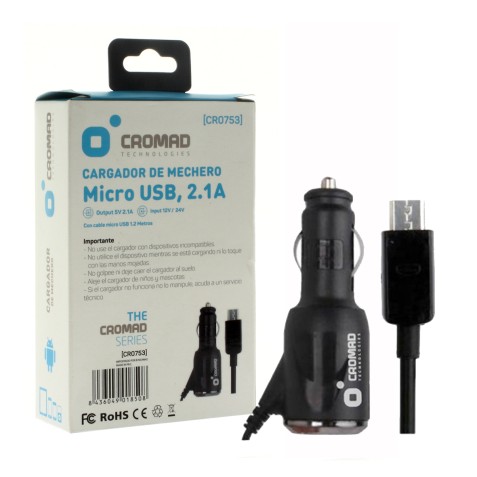 CARGADOR DE MECHERO MICRO USB 2.1A...