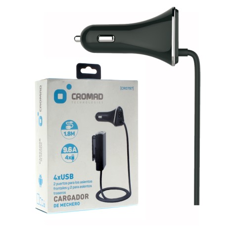 CARGADOR DE MECHERO 9.6A 4 X USB...