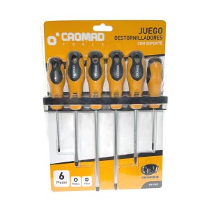 JUEGO 6 PIEZAS DESTORNILLADORES CON SOPORTE CROMAD