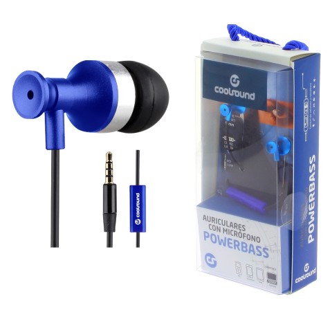 AURICULAR + MICROFONO POWERBASS AZUL...