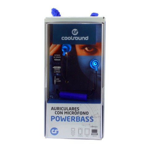 AURICULAR + MICROFONO POWERBASS AZUL...