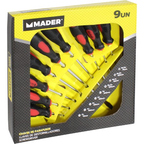 JUEGO 9 PIEZAS DESTORNILLADORES MADER