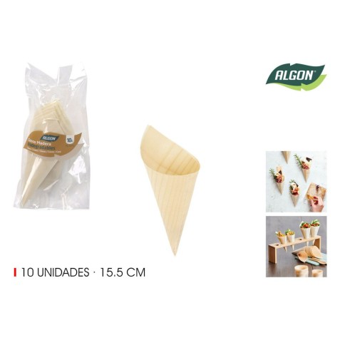 PACK 10 CONOS MADERA APERITIVOS...