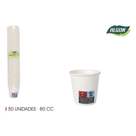 SET 50 VASO BLANCO CARTON 80CC ALGON