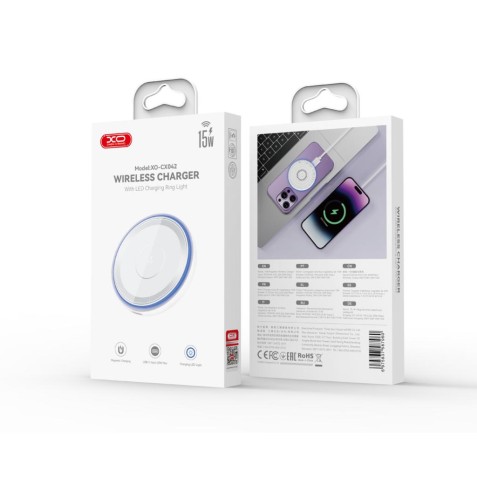 CARGADOR INALAMBRICO 15W CON LED AZUL...