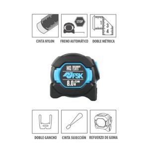 FLEXOMETRO SERIE HQ. 8MX25MM DOBLE...