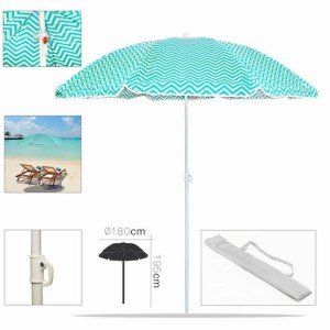 SOMBRILLA PLAYA ZIGZAG TURQUESA UV DIÁMETRO 180CM