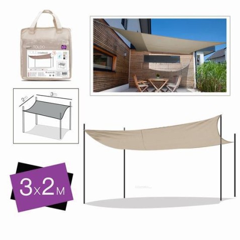 TOLDO RECTANGULAR 2X3 METROS BEIGE +...