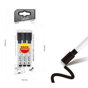 PACK 3 MARCADORES DE PIZARRA CON BORRADOR NEGROS CASTERLI