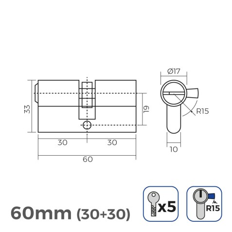 BOMBIN LATON 60MM 30+30MM LEVA LARGA...