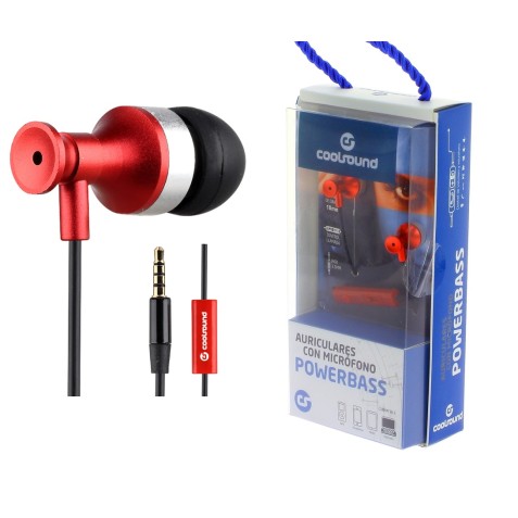 AURICULAR + MICROFONO POWERBASS ROJO...