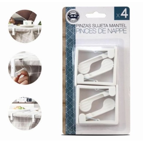 PACK 4 PINZAS SUJETAMANTELES BLANCOS...