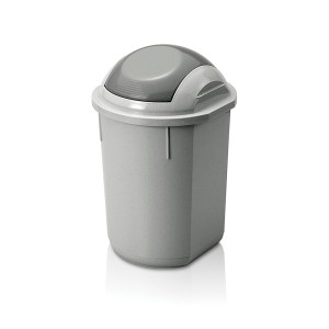 PAPELERA REDONDA GRIS CON TAPA 40L