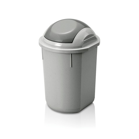 PAPELERA REDONDA GRIS CON TAPA 40L