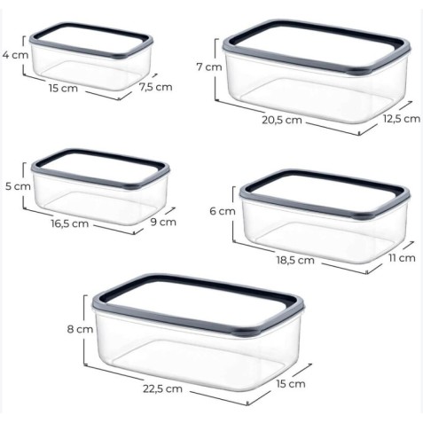 SET 5 TUPPER RECTANGULARES VERDE...