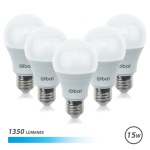 REAC PACK 4 BOMBILLAS LED A60 | 15W | 1350LM | E27 | LUZ FRIA | ELBAT