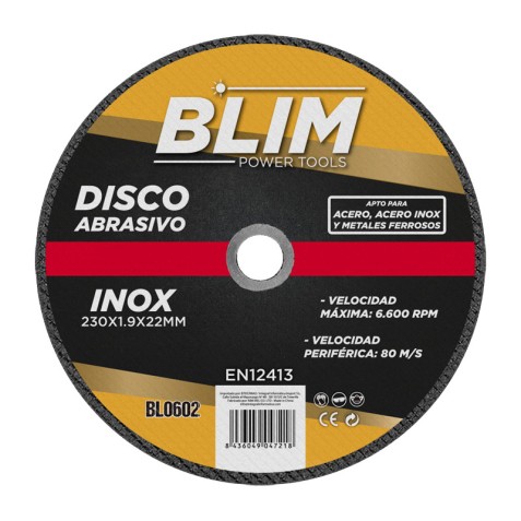 DISCO ABRASIVO INOX 230X1.9X22MM BLIM