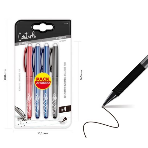 PACK 4 BOLIGRAFOS BORRABLES 0.7MM...